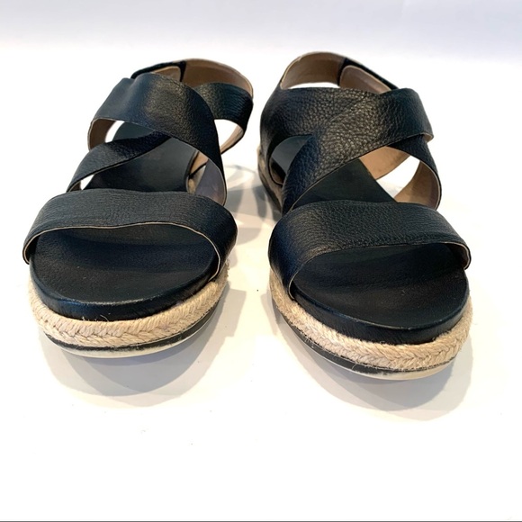 Adam Tucker Black Genuine Leather Espadrille Sandal - Picture 2 of 12